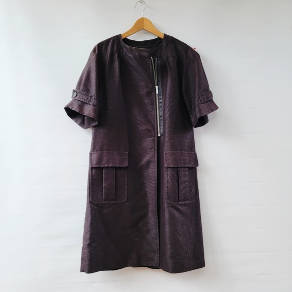 BCBGMaxAzria Black Topper Jacket Size Small Short Sleeve Mid Length Duster Coat - Picture 3 of 16